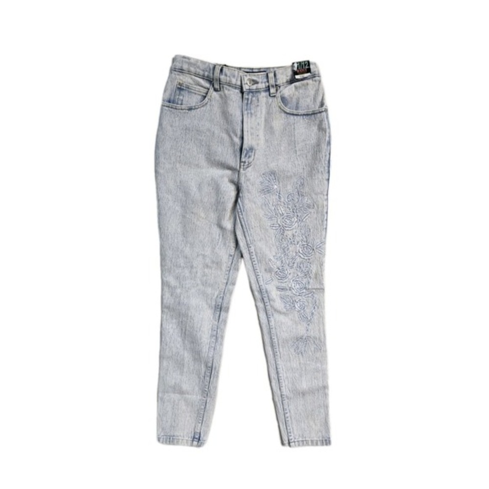 Daily‎ Jeans Vintage 80s Womens 11/12 Acid Wash Embroidered Flower Tapered